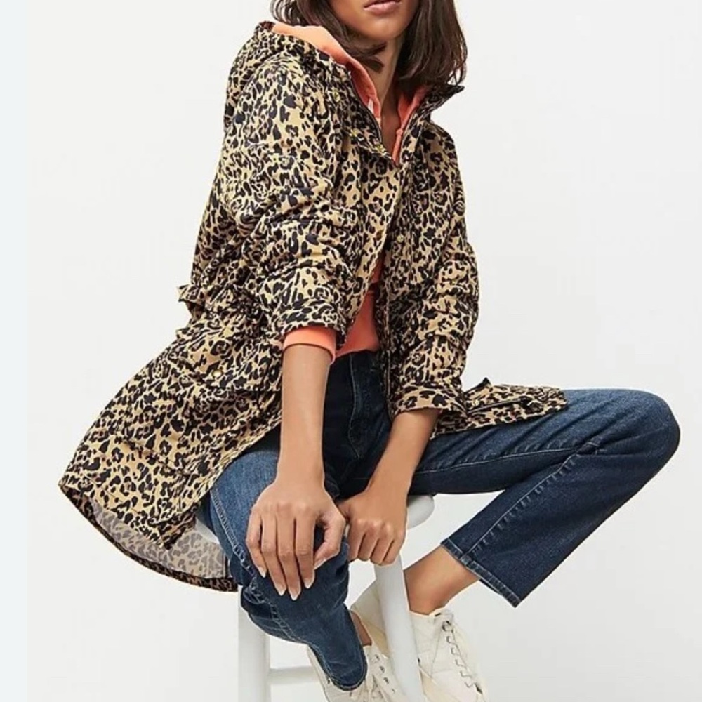 J. Crew Leopard Print Rain Jacket